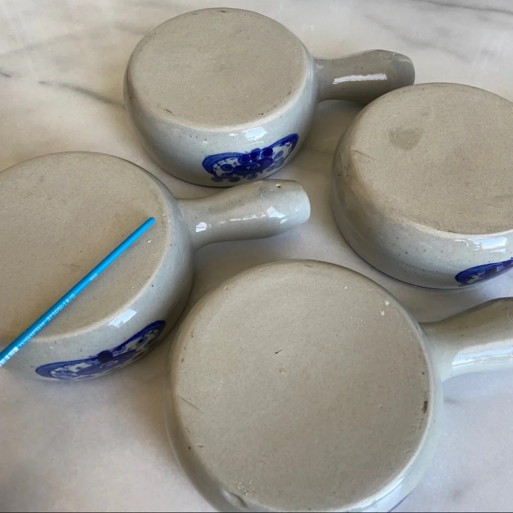 VINTAGE • 50s Ceramic Crocks Set of 4 Retro Kitchen European Midcentury Pottery - Picture 9 of 12